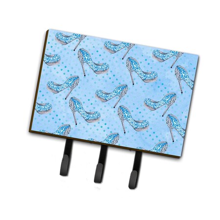 Jensendistributionservices Watercolor Cinderella Shoe in Blue Leash or Key Holder, 6 x 2 x 9 in. MI2550892